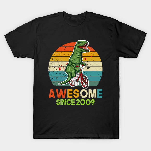 Awesome Since 2009 Gift, 14th birthday gift, 14 Years Old Dinosaur Gift, Dino Boy 14th birthday Party T-Shirt by UranusArts